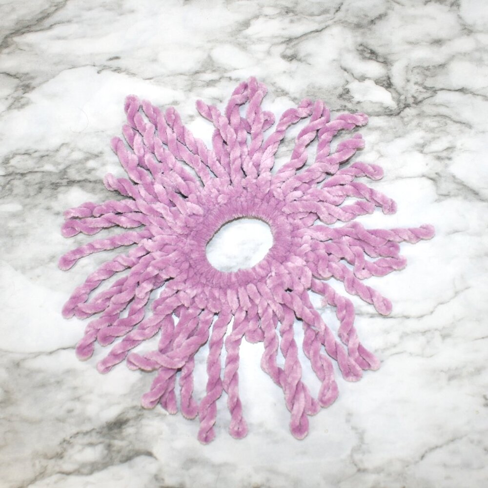 HAND CRAFTED Hair Scrunchie Crochet Chenille Velvet Spring Oversized Lilac - Picture 6 of 15
